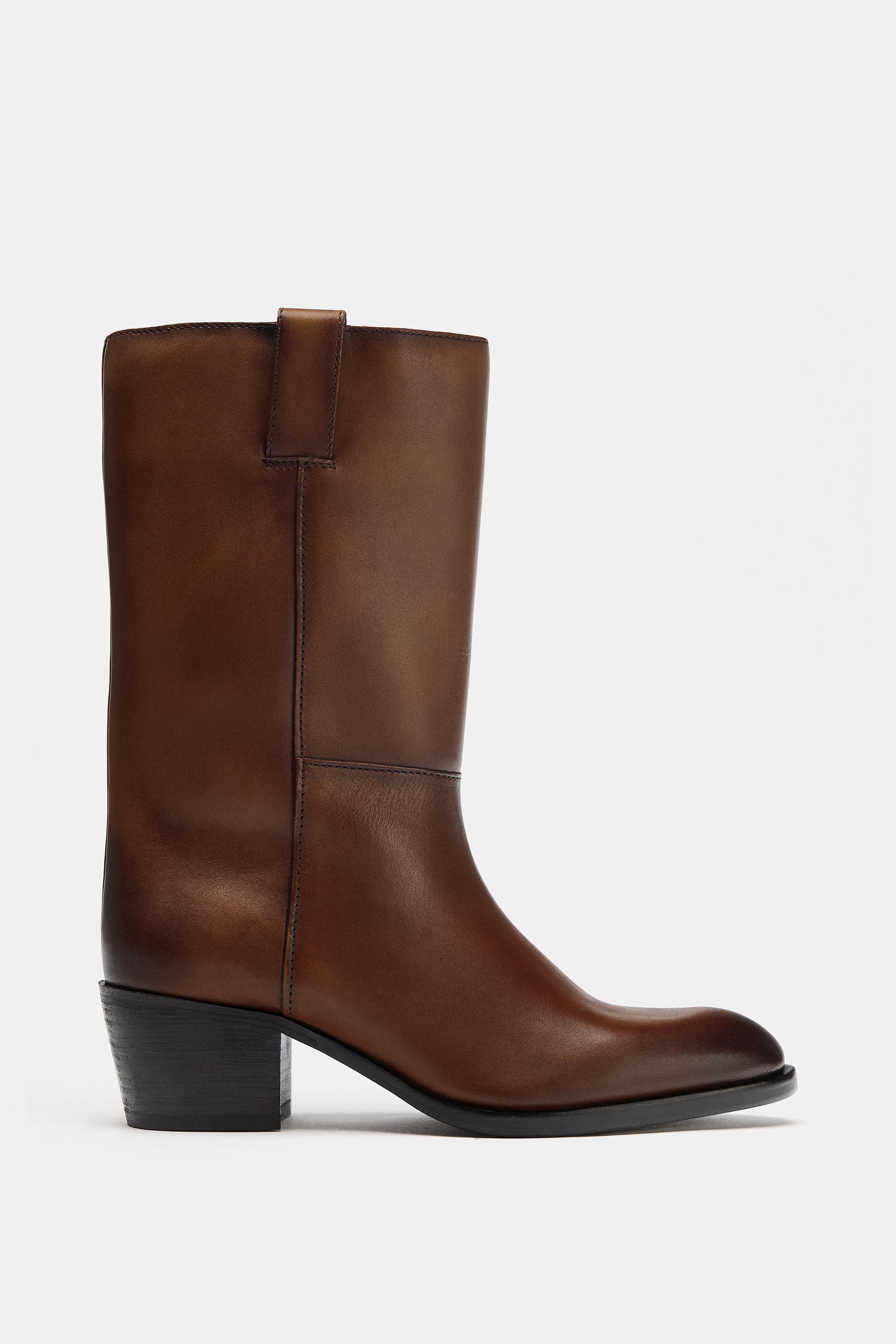 BOTTES À TALONS EN CUIR
